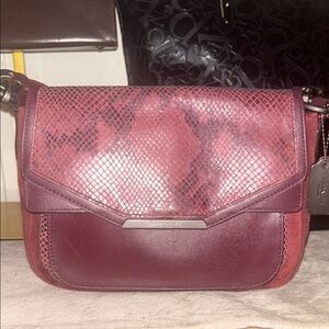 Coach Taylor Suede and Leather Exotic Python Flap Crossbody Bag F33396